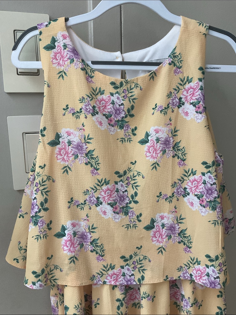 Rare Editions Yellow Floral Midi Skirt with Pink Rose Print - Picture 2 of 8